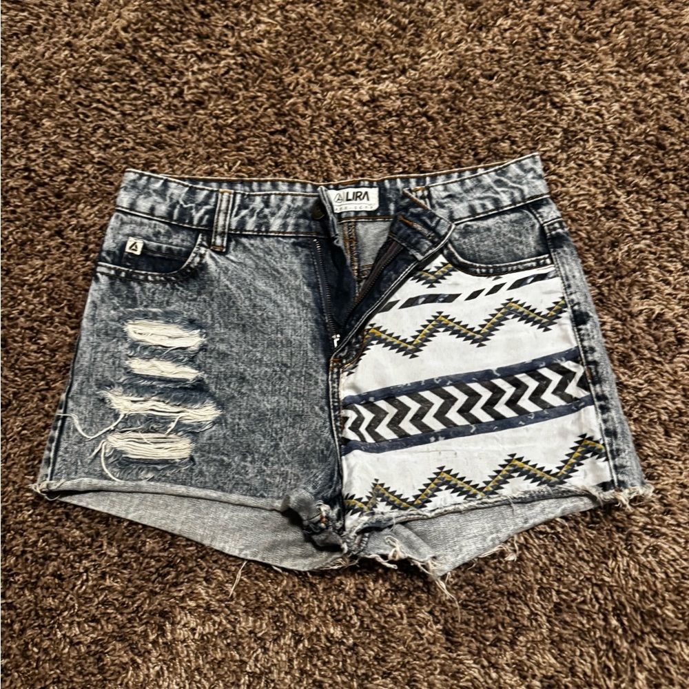 Lira Black and White Jean Shorts Trendy Denim